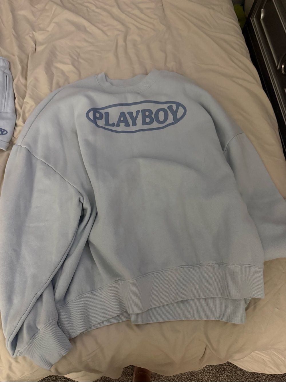 PLAYBOY Pastel Blue Logo Crewneck Sweater - Men